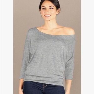 Women's Gray Off-Shoulder Top